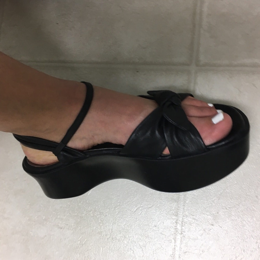 Earth comfort platform sandals with bow